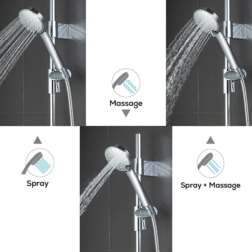 Colonne De Douche Sans Robinetterie|Bain-Bain Kit de douche Chrome ARIA -