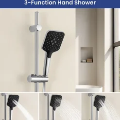 Pommeau De Douche, Flexible Et Barre De Douche|Sofetiy Max Kit de douche, Douchette 3 Fonctions, Ensemble de Douche Design Réglable en Hauteur, Pommeau de douche, barre