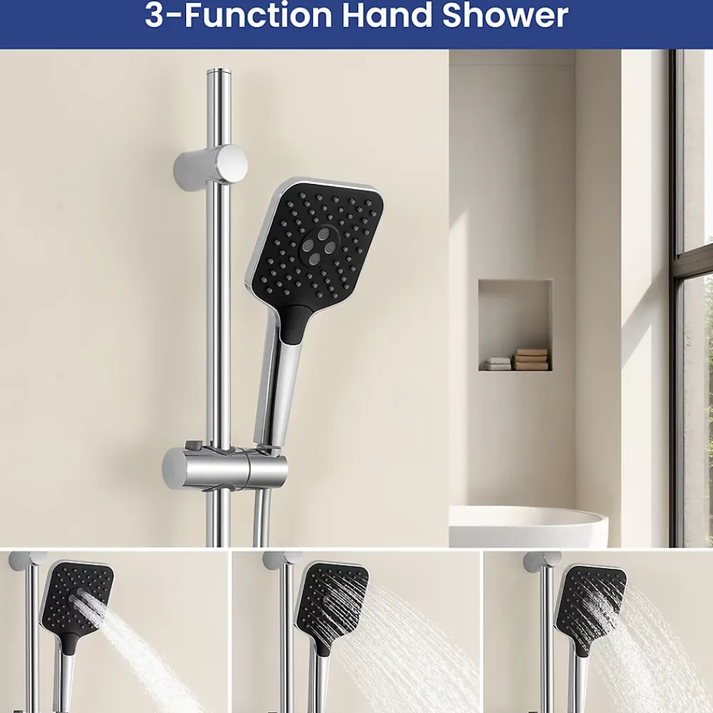 Pommeau De Douche, Flexible Et Barre De Douche|Sofetiy Max Kit de douche, Douchette 3 Fonctions, Ensemble de Douche Design Réglable en Hauteur, Pommeau de douche, barre