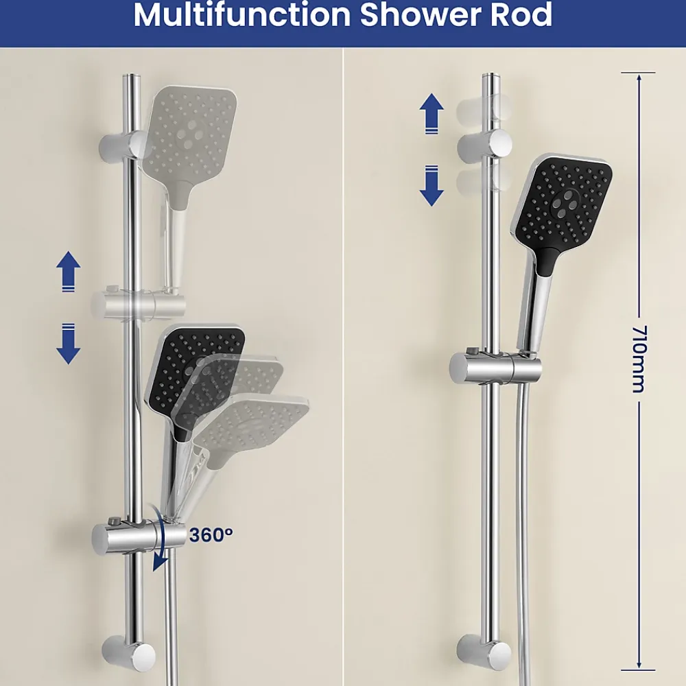 Pommeau De Douche, Flexible Et Barre De Douche|Sofetiy Max Kit de douche, Douchette 3 Fonctions, Ensemble de Douche Design Réglable en Hauteur, Pommeau de douche, barre