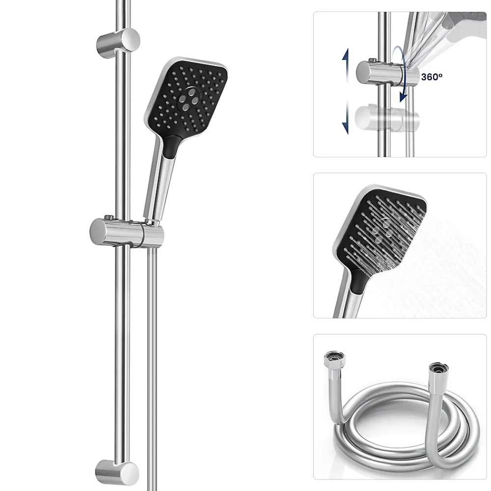 Pommeau De Douche, Flexible Et Barre De Douche|Sofetiy Max Kit de douche, Douchette 3 Fonctions, Ensemble de Douche Design Réglable en Hauteur, Pommeau de douche, barre