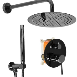 Colonne De Douche Mécanique|Rea Kit De Douche Encastré Lungo Metalic Black 17X16X36,5Cm + Box