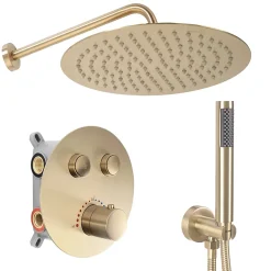 Rea Kit De Douche Encastré Lungo Thermostat Brush Gold 51,5X30X39,5Cm