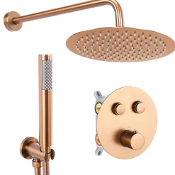 Rea Kit De Douche Encastré Lungo Thermostat Brush Copper 36,5X17X25Cm + Box