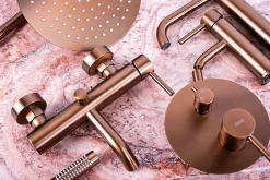 Rea Kit De Douche Encastré Lungo Thermostat Brush Copper 36,5X17X25Cm + Box