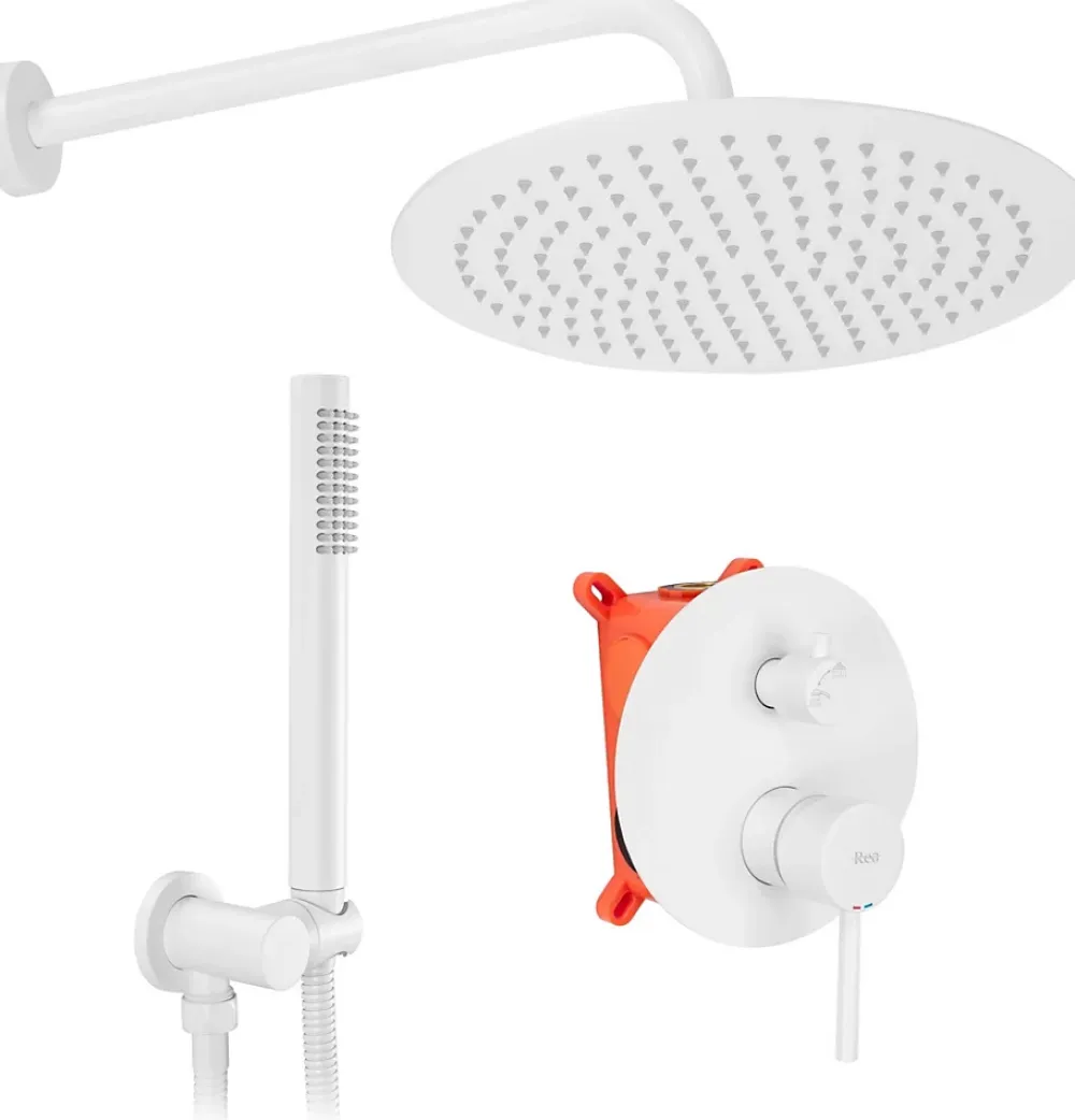 Colonne De Douche Mécanique|Rea Kit De Douche Encastré Lungo White 30X16X36Cm + Box