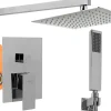 Colonne De Douche Mécanique|Rea Kit De Douche Encastré Fenix Chrome 40X13X40Cm + Box