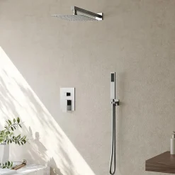 Colonne De Douche Mécanique|Rea Kit De Douche Encastré Fenix Chrome 40X13X40Cm + Box