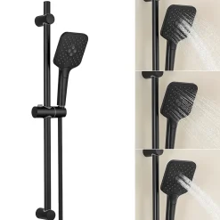 Pommeau De Douche, Flexible Et Barre De Douche|Sofetiy Max Kit de douche Noir, Douchette 3 Fonctions, Ensemble de Douche Design Réglable en Hauteur, Pommeau de douche, barre