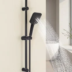 Pommeau De Douche, Flexible Et Barre De Douche|Sofetiy Max Kit de douche Noir, Douchette 3 Fonctions, Ensemble de Douche Design Réglable en Hauteur, Pommeau de douche, barre