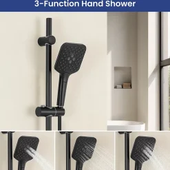 Pommeau De Douche, Flexible Et Barre De Douche|Sofetiy Max Kit de douche Noir, Douchette 3 Fonctions, Ensemble de Douche Design Réglable en Hauteur, Pommeau de douche, barre