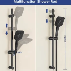 Pommeau De Douche, Flexible Et Barre De Douche|Sofetiy Max Kit de douche Noir, Douchette 3 Fonctions, Ensemble de Douche Design Réglable en Hauteur, Pommeau de douche, barre