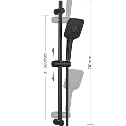 Pommeau De Douche, Flexible Et Barre De Douche|Sofetiy Max Kit de douche Noir, Douchette 3 Fonctions, Ensemble de Douche Design Réglable en Hauteur, Pommeau de douche, barre