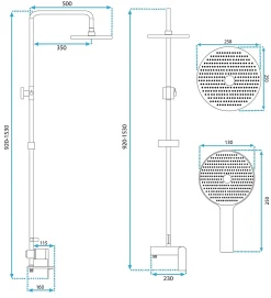 Colonne De Douche Mécanique|Rea Kit De Douche Avalon Titanium 50X23X153Cm