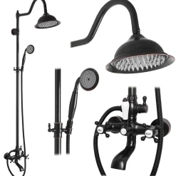 Colonne De Douche Mécanique|Rea Kit De Douche Bergamo Black 50X21X150Cm