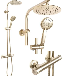 Colonne De Douche Mécanique|Rea Kit De Douche Bliss Thermostat Brush Gold 38,5X27,5X100Cm