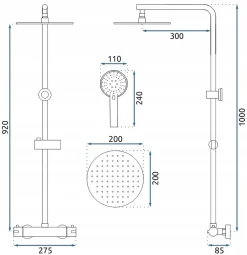 Colonne De Douche Mécanique|Rea Kit De Douche Bliss Thermostat Brush Gold 38,5X27,5X100Cm