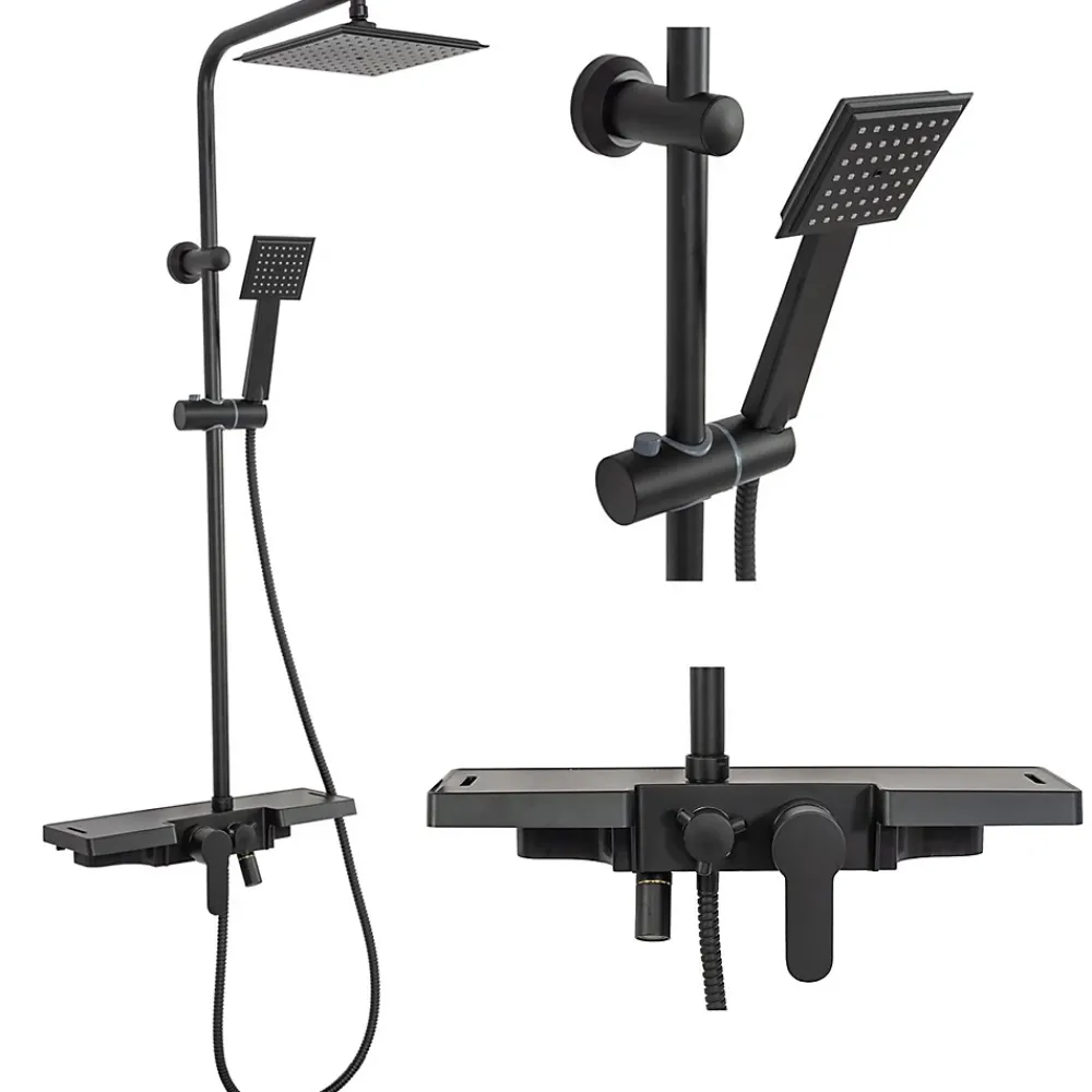 Colonne De Douche Mécanique|Rea Kit De Douche Bravo Black 45X40X105Cm