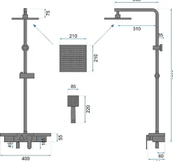 Colonne De Douche Mécanique|Rea Kit De Douche Bravo Black 45X40X105Cm