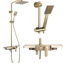 Colonne De Douche Mécanique|Rea Kit De Douche Bravo Brush Gold 45X40X105Cm
