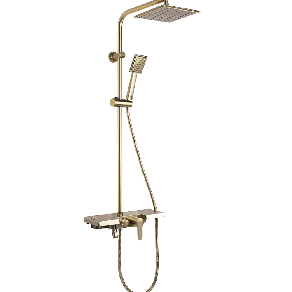 Colonne De Douche Mécanique|Rea Kit De Douche Bravo Brush Gold 45X40X105Cm