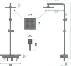 Colonne De Douche Mécanique|Rea Kit De Douche Bravo Gold 45X40X105Cm