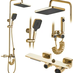 Colonne De Douche Mécanique|Rea Kit De Douche Helix Gold 38X30X114,5Cm
