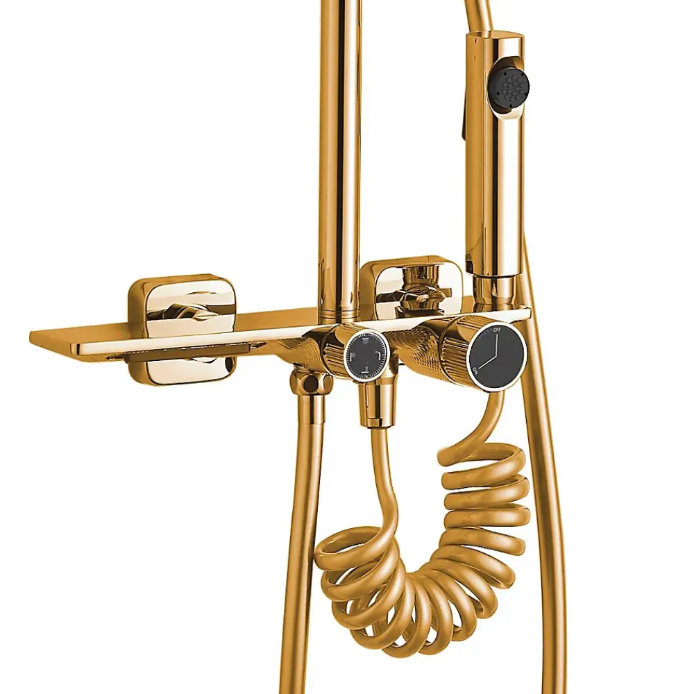 Colonne De Douche Mécanique|Rea Kit De Douche Helix Gold 38X30X114,5Cm