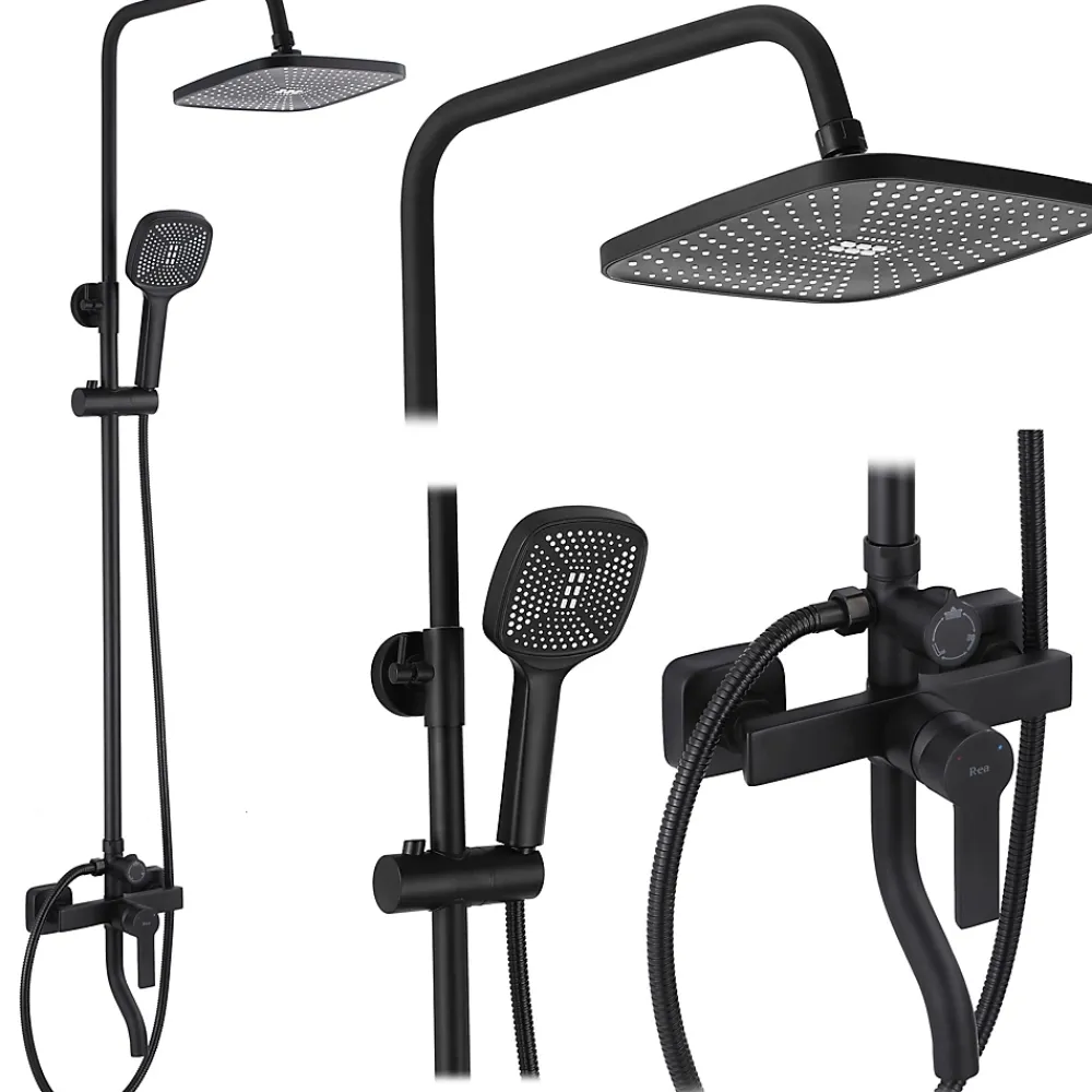 Colonne De Douche Mécanique|Rea Kit De Douche My2021-77B Argus Black 44X23X144Cm