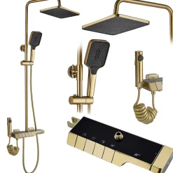 Rea Kit De Douche Rob Thermostat Brush Gold 11,5X33X115Cm