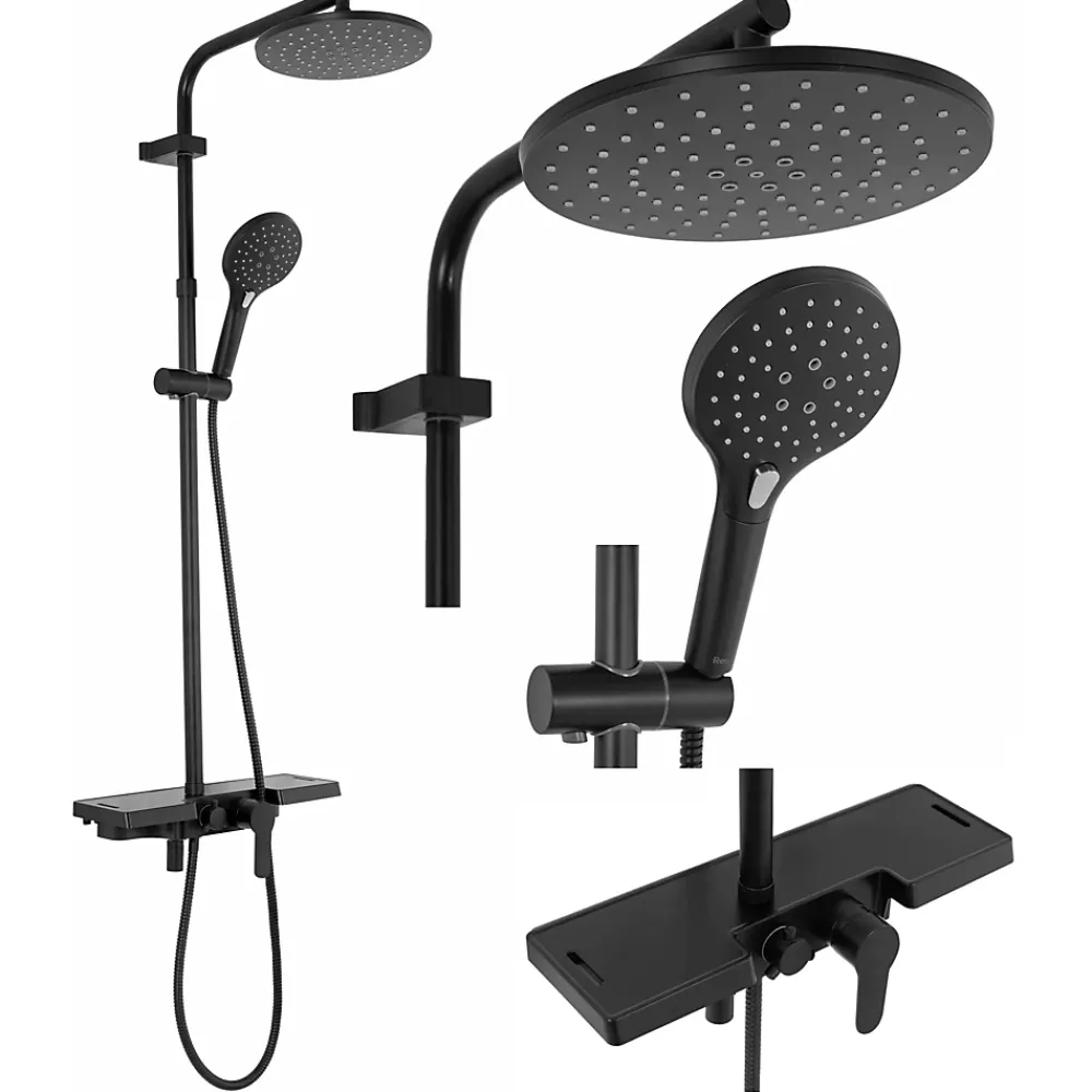Colonne De Douche Mécanique|Rea Kit De Douche Santos Black 13,5X40X117Cm