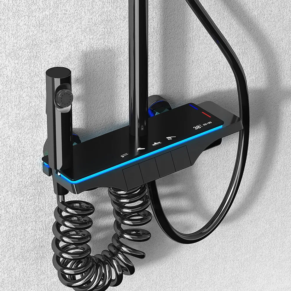 Colonne De Douche Mécanique|Rea Kit De Douche Savio Led Black 13X28X120Cm
