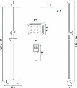 Colonne De Douche Mécanique|Rea Kit De Douche Tom Thermostat Chrome 7X27,5X120Cm