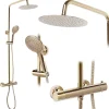 Colonne De Douche Mécanique|Rea Kit De Douche Vincent Thermostat Gold 27,5X27X123,5Cm