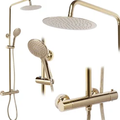 Colonne De Douche Mécanique|Rea Kit De Douche Vincent Thermostat Gold 27,5X27X123,5Cm