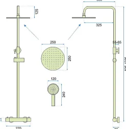 Colonne De Douche Mécanique|Rea Kit De Douche Vincent Thermostat Gold 27,5X27X123,5Cm