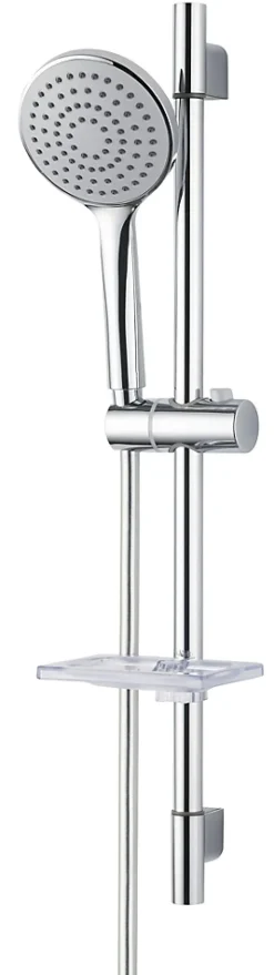 Edouard Rousseau Kit de douche sans robinetterie avec douchette 1 jet + porte savon + flexible + barre réglable, chrome, Raquette