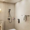 Hansgrohe Kit de douche sans robinetterie avec douchette 2 jets + flexible + barre réglable, noir mat, EcoSmart Vernis Blend