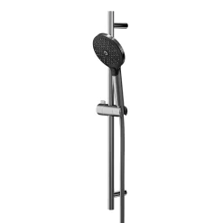 GoodHome Kit de douche sans robinetterie avec douchette 3 jets + flexible + barre de douche réglable Kolima Gun metal