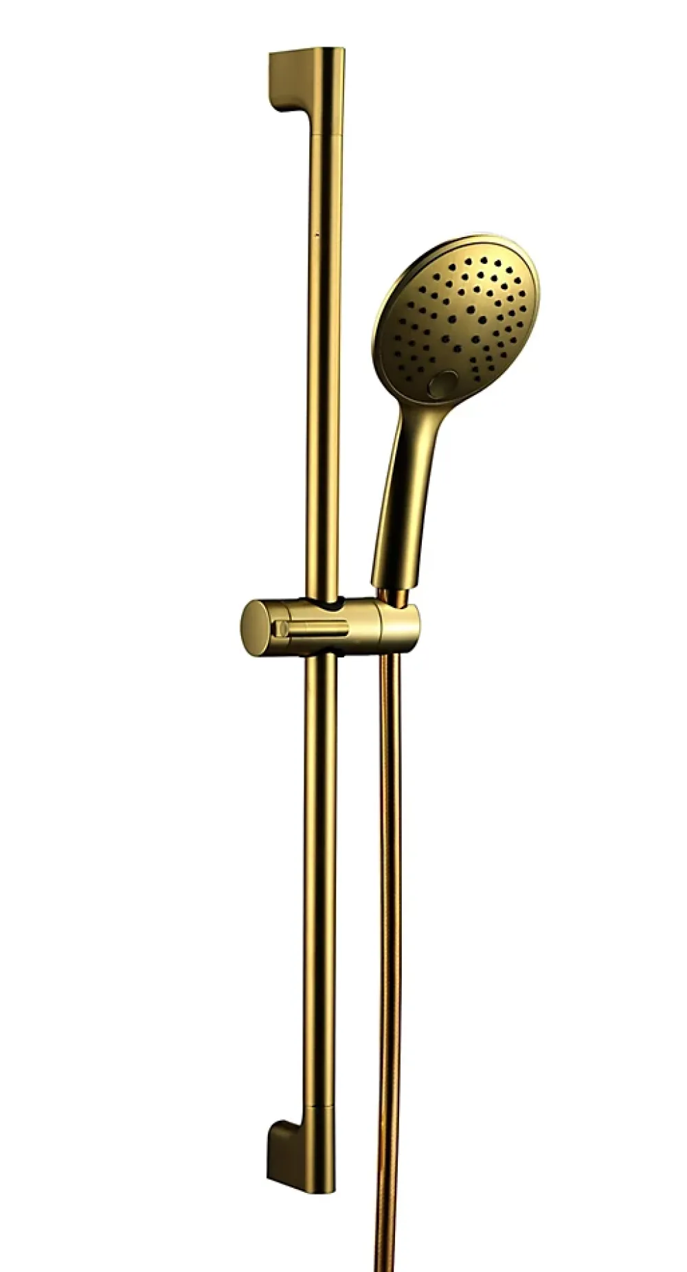 Essebagno Kit de douche sans robinetterie avec douchette 3 jets + flexible + barre réglable, doré, Luisa