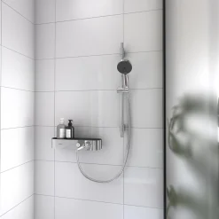Colonne De Douche Sans Robinetterie|Hansgrohe Kit de douche sans robinetterie avec douchette 3 jets + flexible + barre réglable Pulsify Blend chromé