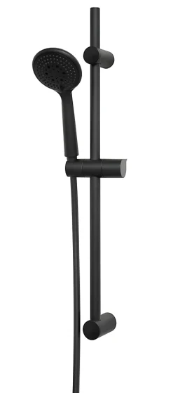 GoodHome Kit de douche sans robinetterie avec douchette 3 jets + flexible + barre réglable noir Cavally