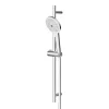 GoodHome Kit de douche sans robinetterie avec douchette 3 jets + flexible + barre réglable chrome Kolima