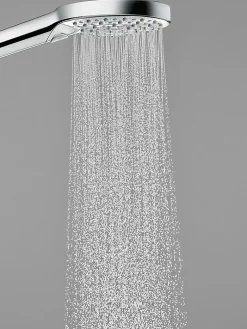 Colonne De Douche Sans Robinetterie|Hansgrohe Kit de douche sans robinetterie avec douchette 3 jets + flexible + barre réglable, chrome, Raindance Select