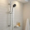 Colonne De Douche Sans Robinetterie|GoodHome Kit de douche sans robinetterie avec barre réglable chrome + douchette + flexible Blyth