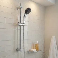 Colonne De Douche Sans Robinetterie|GoodHome Kit de douche sans robinetterie avec barre réglable chrome + douchette + flexible Blyth