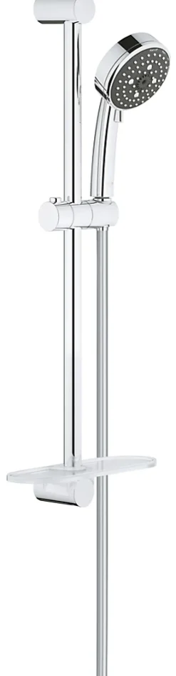 Colonne De Douche Sans Robinetterie|Grohe Kit de douche sans robinetterie avec douchette 4 jets + flexible + barre réglable, chrome, Vitalio 100