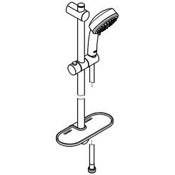 Colonne De Douche Sans Robinetterie|Grohe Kit de douche sans robinetterie avec douchette 4 jets + flexible + barre réglable, chrome, Vitalio 100