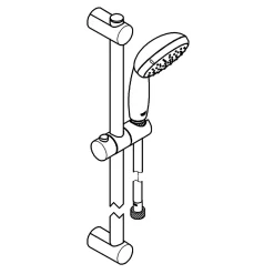 Grohe Kit de douche sans robinetterie avec douchette 2 jets + flexible + barre réglable, chrome, Vitalio Start 100