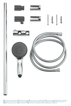 Grohe Kit de douche sans robinetterie avec douchette 2 jets + flexible + barre réglable, chrome, Vitalio Start 100